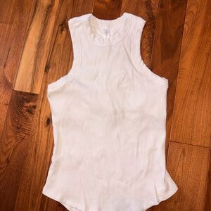 Fabletics White Ribbed Tank Top